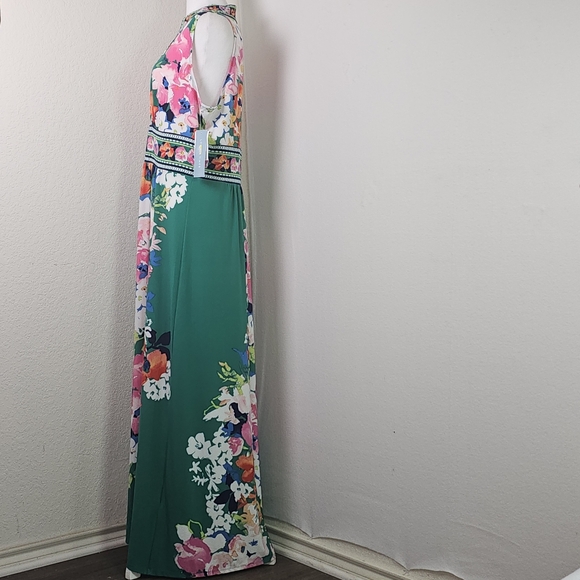 London Times Dress Sz 16 Sleeveless V-Neck Floral Maxi Preppy, Vacationwear - Picture 5 of 16